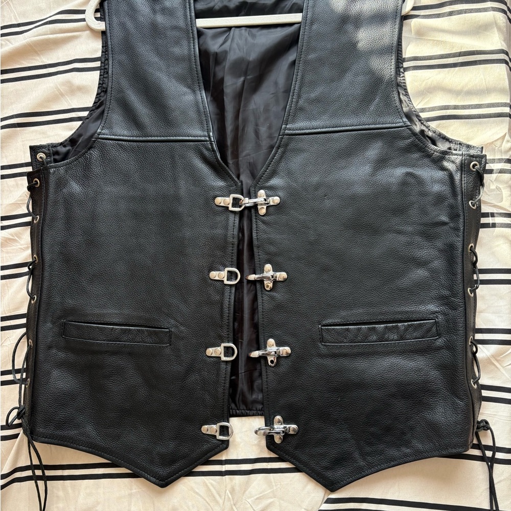 Genuine leather biker vest